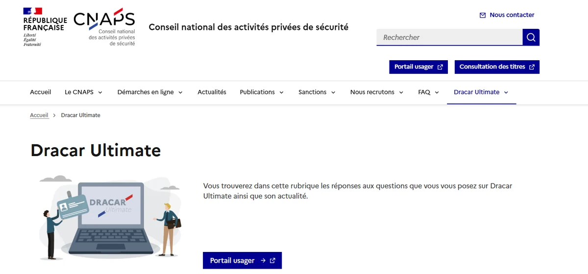 Page Dracar Ultimate sur le site du CNAPS