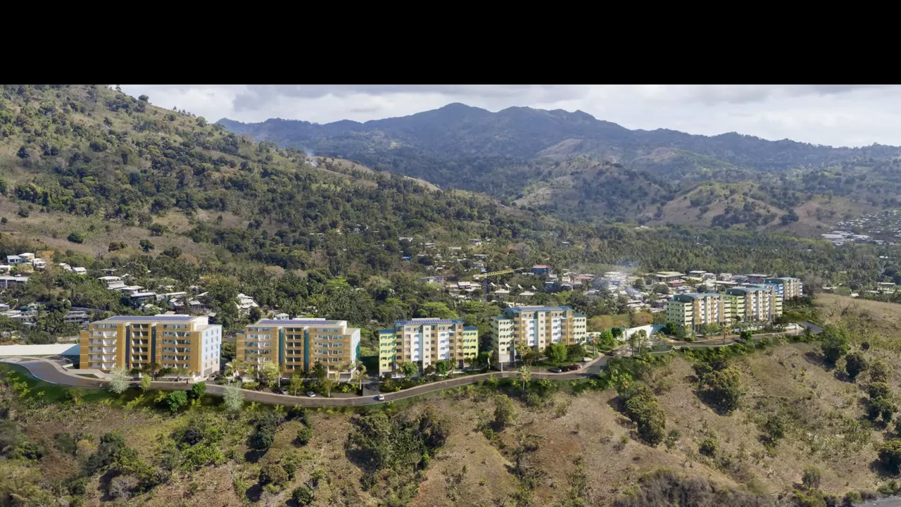 Vue aérienne du projet immobilier Kiskalis 1 à Tsoundzou